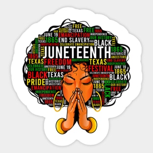 Juneteenth Melanin Black Women Natural Hair Afro Word Art Sticker